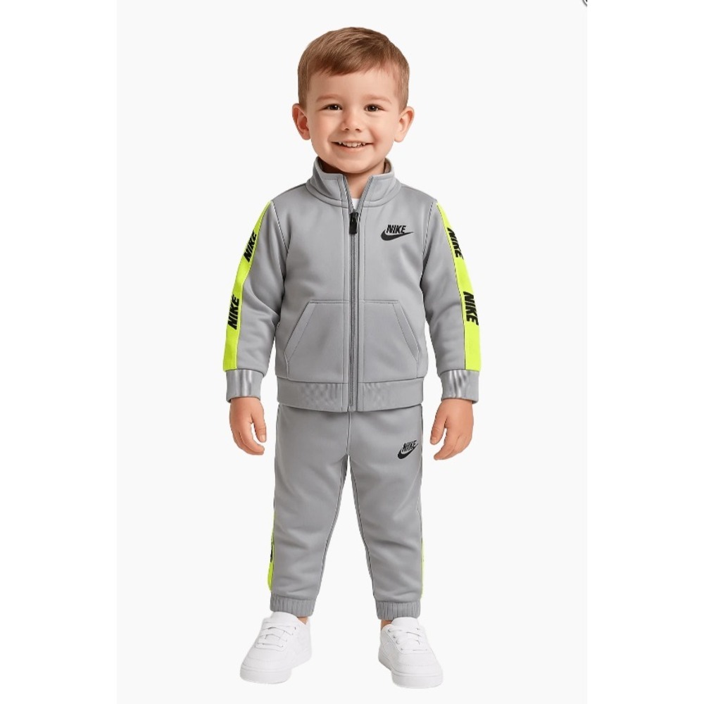 Nike Kids Baby 3T Logo Jacket Pants Track Set Light Smoke Grey Toddler 66G796 - Picture 5 of 7